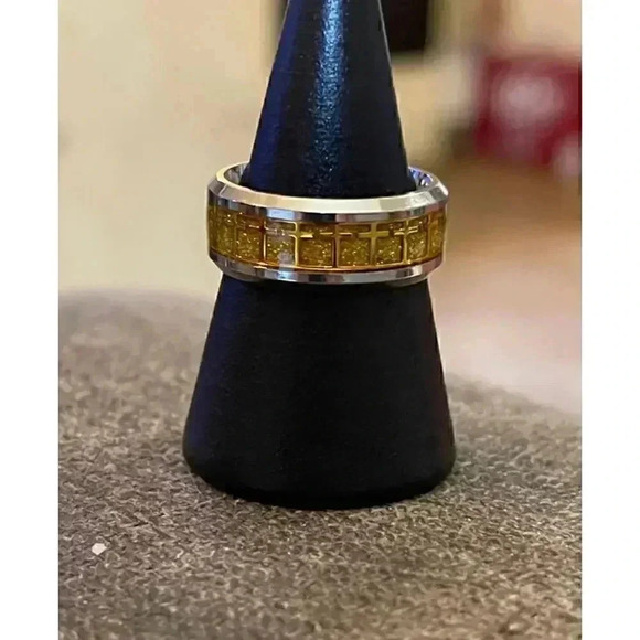 Religious Cross Ring Two-Tone Size 10 - Picture 3 of 3